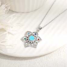 莲花项链，人造蛋白石脉轮莲花吊坠项链，瑜伽莲花饰品，母亲节、生日、圣诞节、情人节送给女性的礼物 - Vancleef - 蓮花項鍊 - 查看 5