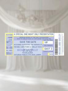 1pc Personalized Concert Ticket Wedding Invitation ,Customize Text,Custom Venue Card,Save The Date Ticket,Unique Wedding Invitation - Multicolor - View 12