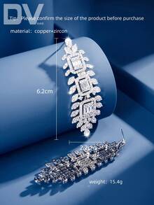 DV JEWELRY 一对奢华立方氧化锆镀白金吊坠耳环，优雅珠宝礼品，适合女士佩戴，适用于约会、婚礼、派对、周年纪念等场合，附赠礼盒 - 銀色 - 查看 4