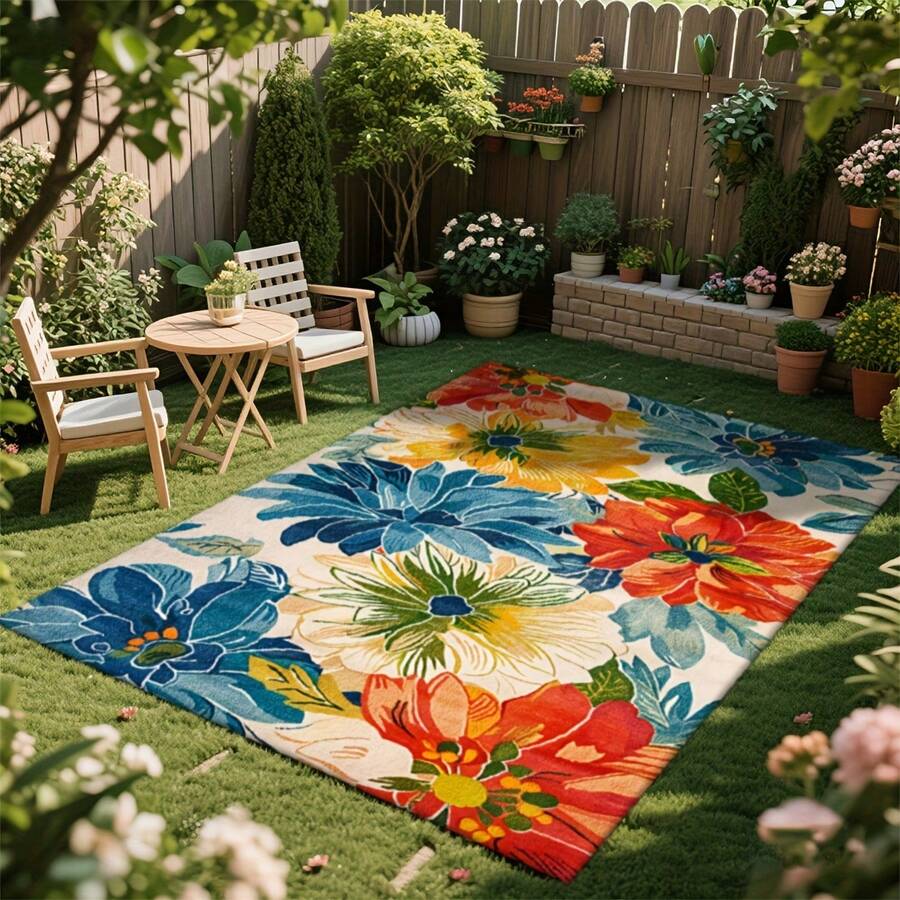 Extra Large Outdoor Carpet - Heavy-Duty All-Weather Fleece-Like Texture, Non-Slip Backing, Machine Washable Lawn, Patio, RV, Camping, Picnic, Decor Rug, Pet Friendly Rug, Suitable For Home And Office Decoration, Fashionable Home Decoration/Room Decoration, Bedroom Carpet, Entryways, Kitchen, Laundry Rooms, Bedroom Decor, And Outdoor Use. All-Season, Machine Washable, Soft, Non-Slip, Perfect For Home Decor. Fashionable, Colorful, Minimalist, Adorable, Ideal For Christmas, Halloween,Thanksgiving Day, Easter Day, Mother's Day, Father's Day Or Valentine's Day Gifts, Back To School Season - 彩色 - 查看 1
