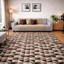 Jacquard Rug 2.00 M X 1.40 M Non-Slip Geometric Living Room Office Bedroom - Caramel/Black - View 3