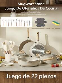 Juego de ollas antiadherentes de 22 piezas, de cerámica antiadherente, de granito. PFOA, plomo y cadmio. Ligero, de calentamiento rápido y uniforme, fácil de limpiar, ultrarresistente, con asas extraíbles de imitación de baquelita. Versátiles ollas de granito aptas para todo tipo de cocinas, incluyendo inducción, gas, eléctricas y vitrocerámica. Diseño apilable o encajable. Se guardan fácilmente en armarios o cajones. Ideales también para camping y viajes en autocaravana - Gris - Ver 2