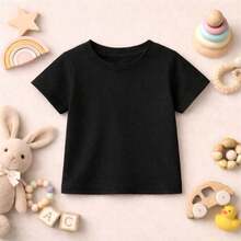 Kit 2 Camisetas Infantil e Juvenil Unissex em Algodão Tamanho do 2 ao 16 para o Dia a Dia, Escola, Passeios, Leve e Fresca - Marrom/Preta - Visão 3