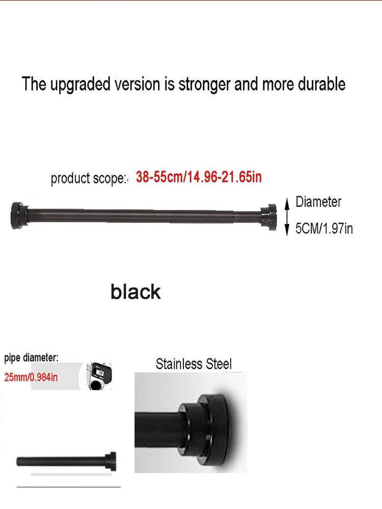 1pc Stainless Steel Extendable Curtain Rod, Super Long No-Drill Installation Curtain Rod, Wardrobe Hanging Rod, Extendable Rod, Drying Rack, Hanger Rod, Whisk Hanger Rod, Ladle Hanger Rod, Stainless Steel Material - Multicolor - View 17