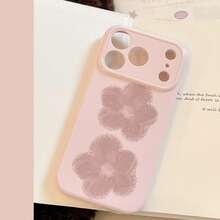 Funda de teléfono suave de primavera con flores rosa guayaba y moradas, compatible con iPhone 16/17/15 Pro Max/14, diseño lindo, geométrico, estilo coreano, artístico, minimalista, estilo Ins - Rosa Pálido - Ver 11