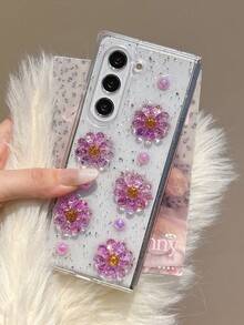 1件手工树脂紫色水晶花朵手链，手机壳兼容三星Galaxy Z Fold 7、Z Fold 6、Z Fold 5、Z Fold 4、Z、Z FE、Z Flip6、Z Flip5智能手机，返校季必备 - 彩色 - 查看 21