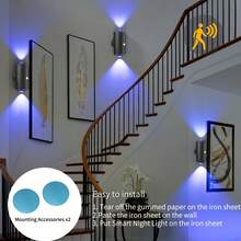 LiHangStar 1/2/4pcs RGB Gradient Black Night Light, Dimmable Indoor Wall Lamp, Rechargeable LED With Motion Sensor, Suitable As Decor Light, Magnetic Cabinet Light For Entryway, Bedside, Desk, Wardrobe, Gaming Room - RGB Sensor Night Light - View 5