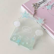 1pc Cute Angel & Star Print Card Holder, Student 3-Inch Photo Display Clip, Bus Card Case - Star Card Holder - View 8