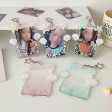 1pc Cute Angel & Star Print Card Holder, Student 3-Inch Photo Display Clip, Bus Card Case - Star Card Holder - View 11