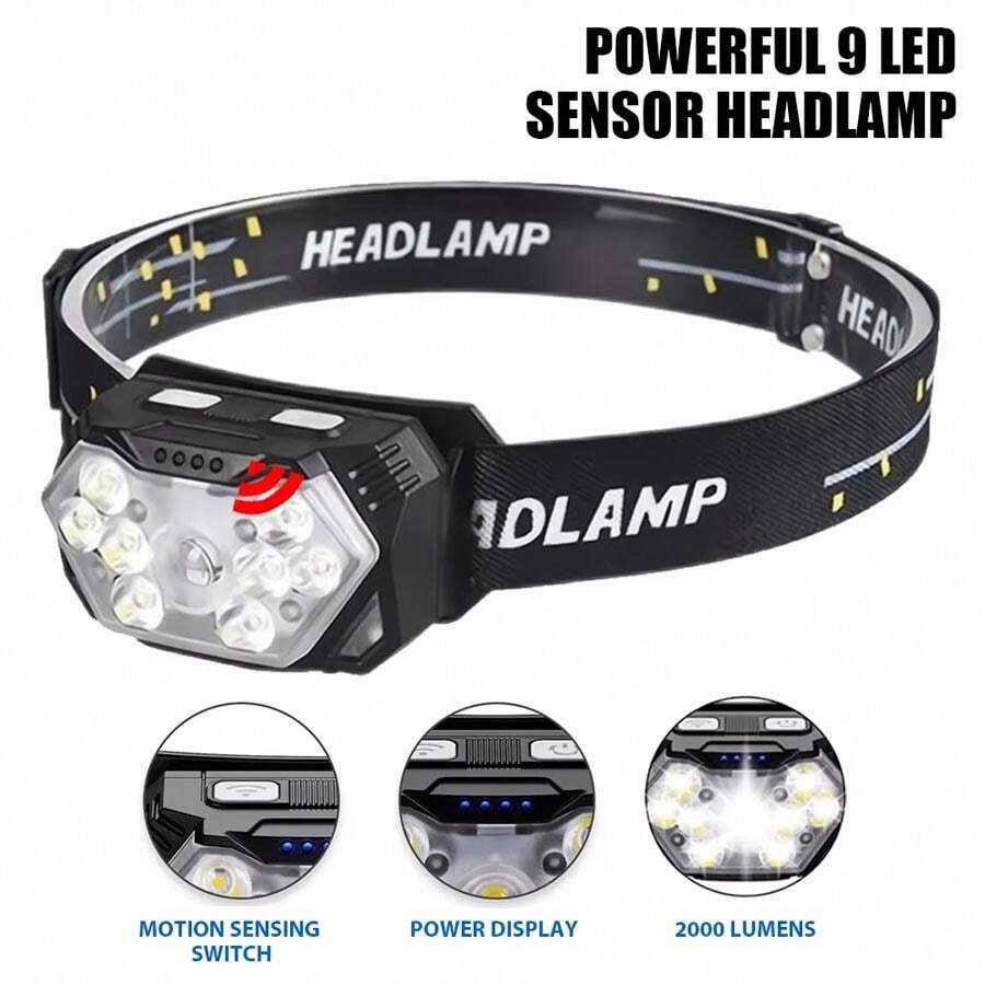 1pc USB Rechargeable LED Headlamp Flashlight - Super Bright, 6 Lighting Modes, Compact & Portable For Hiking, Walking, Fishing, And Emergency Nighttime Use, Flashlight Rechargeable - Multicolor - View 1