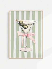 1 Stück, Leinwandkunst, gerahmte Wanddekoration, Martini-thematische druckbare Kunst, verspielte Raumdekoration, rosa & grün gestreifte Wandkunst, Vintage-Cocktail-Muster Bar-Wagen-Dekoration, rosa Schleife Kunst, Frühlingsdekoration, Frühlings-Heimdekoration, College-Stil Poster, Apartment-Dekoration, Tier-Poster, Raumdekoration Ästhetik, Dorm-Dekoration, Schlafzimmer-Dekoration, Wohnzimmer-Dekoration, Badezimmer-Dekoration, Küchen-Dekoration, Esszimmer-Dekoration - Cocktail - Übersicht 7