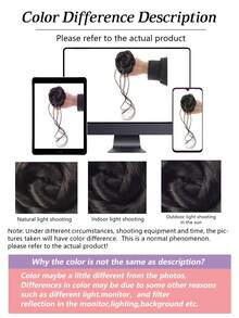 8英寸合成发髻、马尾辫、甜甜圈发髻发夹、编织发髻、黑色花朵发髻发夹、深棕色女士发髻 - 彩色 - 查看 8