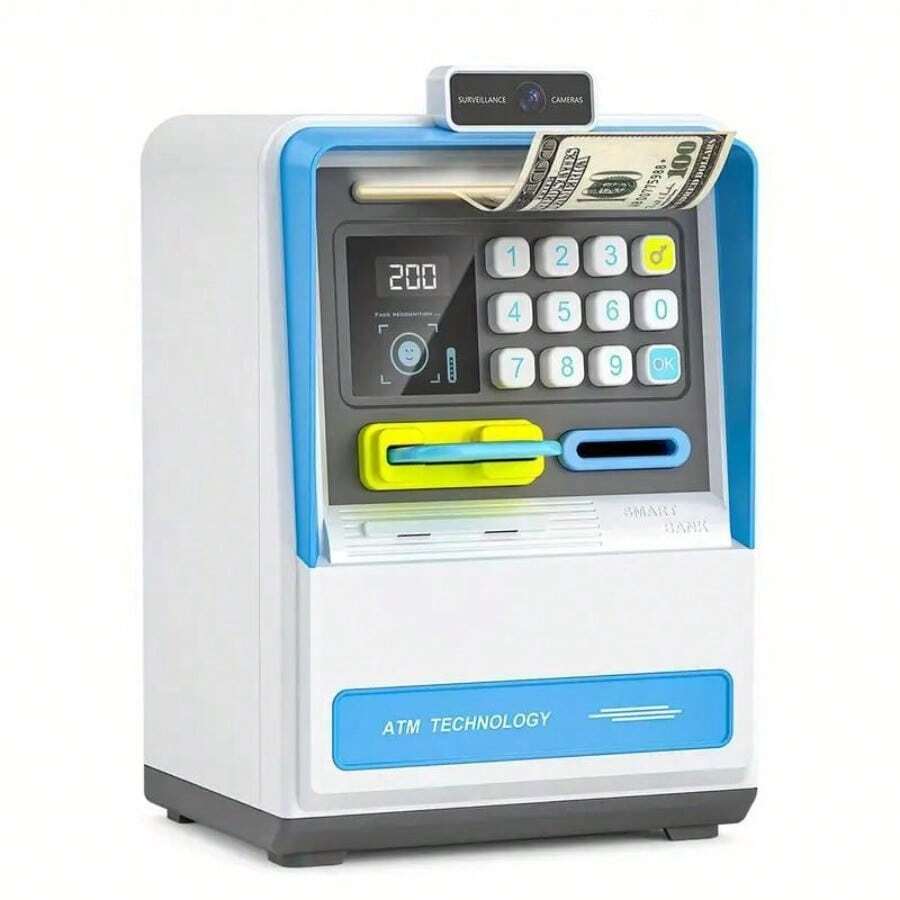 Caja de ahorros para niños - Caja de ahorros con cajero automático (sin batería), acceso con contraseña, máquina de rodar monedas automática, caja de monedas electrónica para niños, ranura para monedas, contraseña - una caja de ahorros inteligente para niños, perfecta como regalo de Navidad, cumpleaños o Halloween. Caja de ahorros para niños - Caja de ahorros con cajero automático (sin batería), acceso con contraseña, máquina de rodar monedas automática, caja de monedas electrónica para niños, r