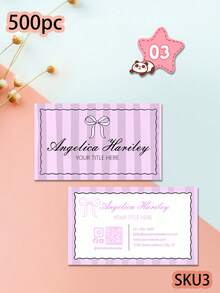 200/500/1000pcs Customize Whimsical Wavy Business Card Template, Personalized QR Code, Aesthetic Business Business Card, Elegant Luxury Editable Calling Card, Bow Striped Business Card, Small Business Owner Business Card, Influencer Business Card, Bridal Planner Business Card, Personalized Gifts - Multicolor - View 15