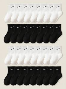 10 đôi tất trẻ em màu đen trắng, thích hợp để mang hàng ngày, unisex cho cả bé trai và bé gái. - Nhiều màu - Xem 8