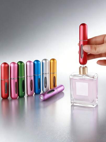 1pc/2pcs/3pcs/4pcs/5pcs 5ml Multi-Size Lipstick Style Perfume Spray Bottle, Mini Pocket Portable Refillable Fragrance, Convenient For Daily Commute, School, Shopping, Leak-Proof Pump, Available In Pink, Blue, Black, Gold, Silver, Light Blue, Rose Red, Gray, Green, Red