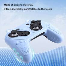 适用于Switch 2 Pro手柄的6色新款防滑可爱猫咪硅胶手柄套，包含6个摇杆帽和1张贴纸 - 彩色 - 查看 5