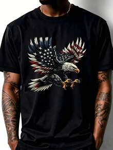 Una camiseta casual de manga corta con un diseño de la puesta del sol sobre las montañas del Colorado, ideal para hombres. - Negro - Ver 3