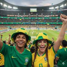Soccer Ball Hat Brazil Green Yellow Party Fans World Cup Carnival Party - Mũ chóp cao LU3499 - Xem 3