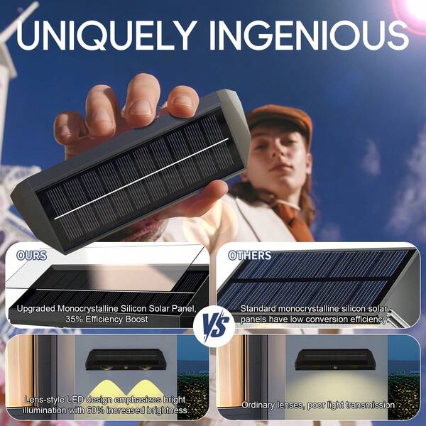 2 piezas Luces solares RGB para exteriores, luces para valla, con 7 modos de iluminación y función de encendido automático, se encienden automáticamente desde el anochecer hasta el amanecer, adecuadas para iluminación decorativa en paredes exteriores, caravanas, terrazas y áreas de cubierta