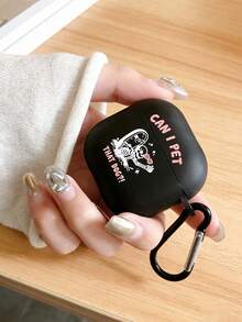 1pc Black Shell White Skull Heart Pattern TPU Earphone Case, Suitable Compatible With Apple 1/2/3/4/Pro/Pro2 Bluetooth Earphones Anti-Drop Protective Cover - Multicolor - View 4