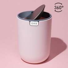 Mini Desk Trash Can With Swing-Top Lid 0.4 Gallon Small Table Round Wastebasket For Office, Home, Car (Pink) - 粉紅色15公升 - 查看 10