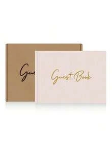 Libro de visitas de boda, libro de visitas con tapa dura adecuado para fiestas, baby showers, reuniones de cumpleaños - Beige 1 - Ver 3