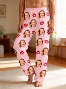 1 chiếc quần pajama in ảnh theo yêu cầu – Món quà hoàn hảo cho chồng/vợ vào dịp cưới, kỷ niệm, Giáng sinh. Có thể in hình thú cưng hoặc ảnh cặp đôi theo yêu cầu cho cả nam và nữ, cũng rất phù hợp để mặc hàng ngày. - Hồng - Xem 4