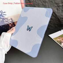 10.9"/10.2"/ Air 5th/Pro 11"/10.9" 2022/11" M3 2025/11" A16 2025 Tablet Case With Ombre Blue Wave & Butterfly Pattern, Rotating Stand, Shockproof, Minimalist Fresh Protective Cover With Pencil Slot - Multicolor - View 8