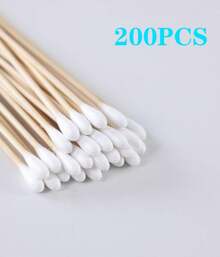 200PCS Cotten Swab Applicators, 6 Inch Long Wooden Cotton Swabs - Cleaning Gun Sterile Medical Q Sticks Tips Applicator With Wood Handle - Makeup &Amp; Ear Cleaner Remover Tools - For Ceramics, Jewelry - 白色 - 查看 7
