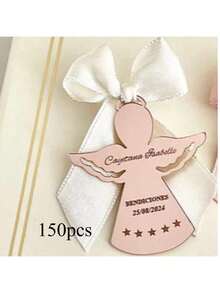 Customized Acrylic Mirror Baptism Angel Label, Personalized Gift Label, Baby Shower Name Tag, Baptism Name Tag, Return Gift Name Tag - Multicolor - View 18