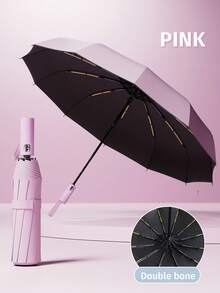 24 Ribs Extra Large Windproof Automatic Umbrella - Portable Waterproof Folding Business Umbrella, Suitable For Outdoor Activities And Daily Use - Customizable Umbrella Fabric, Rib Color, English Letter Pattern Design, Button Shape And Color,Mother's Day Gift,Bedroom Decor,Garden,Kitchen Decor,Summer,Beach,Travel Essentials,Room Decor,Squishy,Graduation,Outdoor,Garden,Travel Essentials - Multicolor - View 12