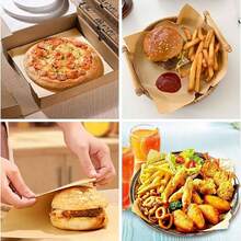 50/100张棕色方形吸油纸（30*30厘米），厨房烘焙纸，食品垫纸，食品纸，多种尺寸可选，适用于烘焙、烧烤和食品包装——非常适合汉堡、三明治、蛋糕等——高品质厨房必备，烘焙必需品，吸油纸 - 彩色 - 查看 12
