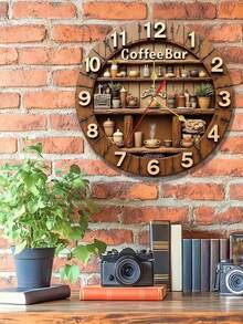10/12 Inch Silent Wall Clock, 1pc 2D Effect Quiet Wooden DIY Wall Clock - Multicolor - View 2