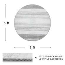 Modern Abstract Area Rug 5x7 Rugs For Living Room Bedroom-Carpet Machine Washable Rugs For Bedroom Dining Room Living Room Rug- Contemporary Neutral Grey - Grey+5x5 Ft Round - View 2