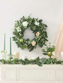 30/60片人造尤加利叶茎，仿真绿植，适用于婚礼花束、花环、花瓶插花、家居装饰、卧室装饰、花园装饰 - 綠色1 - 查看 6