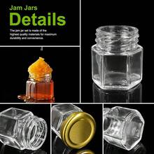 1.5oz Mini Glass Hexagon Canning Jars With Gold Lid, Bee Charms Honeybee Pendant, Honey Dipper Sticks, Jute Tag String, Thank You Gift Tags, Baby Shower Party Wedding Favors - Transparent - View 7