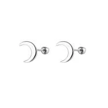 1 Đôi bông tai hình trăng lưỡi liềm tối giản bằng bạc sterling 925 mạ bạch kim, trang sức nữ, phụ kiện bạc, thích hợp đeo hàng ngày, một lựa chọn quà tặng tuyệt vời. - RS0026-S - Xem 3