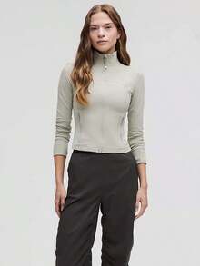 Lululemon Define Cropped Jacket Nulu Jade Grey-For Yoga Gym Running-Sweat-Wicking-Yoga-All Seasons Sport-Spring/Summer-Autumn/Winter-Back To School - 翡翠灰 - 查看 2