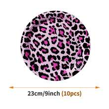 Pink & Purple Leopard Print Disposable Plates, Napkins, Cups - 10 Guest Party Supplies Set, Suitable For Birthday, Wedding, Theme Party, Family Picnic - Multicolor - View 10