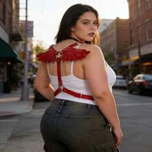 哥特式天使翅膀束身衣，可调节人造皮革身体束身衣，适合万圣节、夜店、锐舞派对服装 - 翅膀 - 查看 10