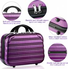 14-Inch Hardshell Makeup Train Case For Travel & Storage - 紫色 - 查看 2