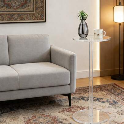 Bàn acrylic cạnh hẹp, bàn trà/bàn phụ nhỏ gọn, màu trong suốt/đen/nhiều màu sắc, bàn tròn nhỏ tối giản chất lượng cao, chân đế chắc chắn, dễ lắp ráp, dễ di chuyển, bàn cà phê & bàn thư giãn.