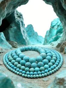 30/1000颗天然石珠，4-10毫米圆形绿松石宝石，散珠配弹力绳，可用于DIY手链和项链。 - 藍色 - 查看 10