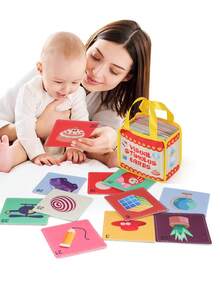 Infant Visual Stimulation Early Education Cards Black & White Colorful Tracking Training Cards 0-36 Months Back To School Educational Enlightenment Toys Halloween Christmas Thanksgiving Newborn Baby Surprise Gift Portable Storage Cloth Bag Cognitive Flashcards - Multicolor - View 2