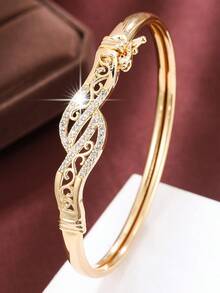 1pc Fashionable Twisted Zirconia Bangle, Same Style As Internet Celebrity, Versatile Commuting Jewelry - Bracelet - View 7
