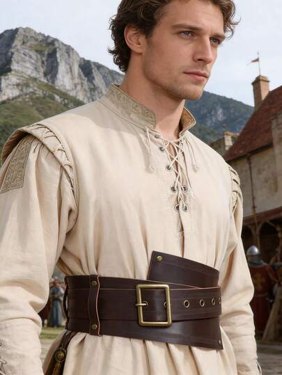 Medieval Viking Knight PU Leather Belt, For Role-Playing, Costume Accessories, Summer, Casual School/Business Occasions, And Everyday Wear,Stylish And Versatile