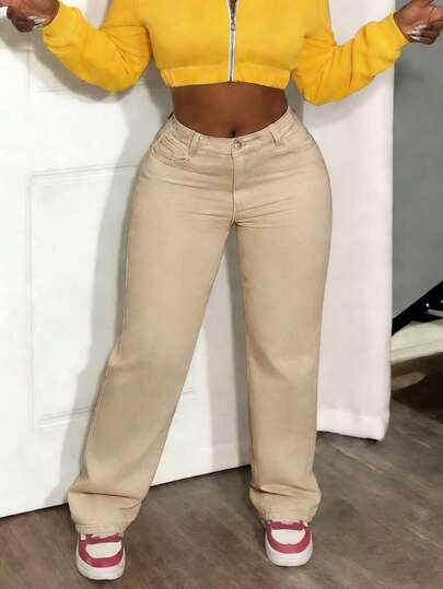 Jeans rectos casuales para mujer