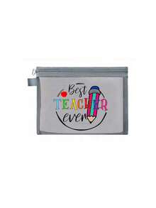 1pc Teacher Inspirational Print Makeup Bag, Unisex Adult Size, White, Polyester Material, Odorless, Mesh Pocket, Letter & Floral Print Zipper Cosmetic Bag For Women, Transparent Mesh Storage Pouch, Portable Foldable Organizer Bag, Minimalist Shopping Bag, Teacher's Day Gift, Teacher Appreciation, Sister Gift, Best Teacher Gift, Birthday Gift, Anniversary Gift, Graduation Gift, Valentine's Day, Ramadan Gift Make Up Organizer Toiletry Bag Skincare Bag Wash Bag Toiletry Travel Bag Vacation Essentials Travel Bags For Women Large Capacity Bag - Multicolor - View 14