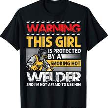 Camiseta de cumpleaños para mujer con texto en inglés "Advertencia: Esposa soldadora, novia soldadora". - Negro 3 - Ver 1